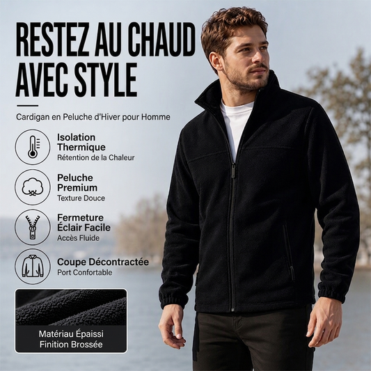 Veste chaude à col montant et fermeture éclair pour homme