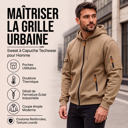 Veste cargo à capuche à fermeture éclair intégrale pour homme