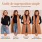 Gilet long boutonné pour femmes avec poches