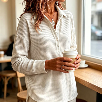 T-shirt à manches longues en maille coupe décontractée pour femme