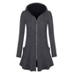Veste à capuche mi-longue zippée pour femme