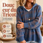 Pull en maille à capuche à carreaux rétro pour femme