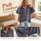 Pull en maille à capuche à carreaux rétro pour femme