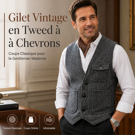 Gilet décontracté vintage pour homme, col en V