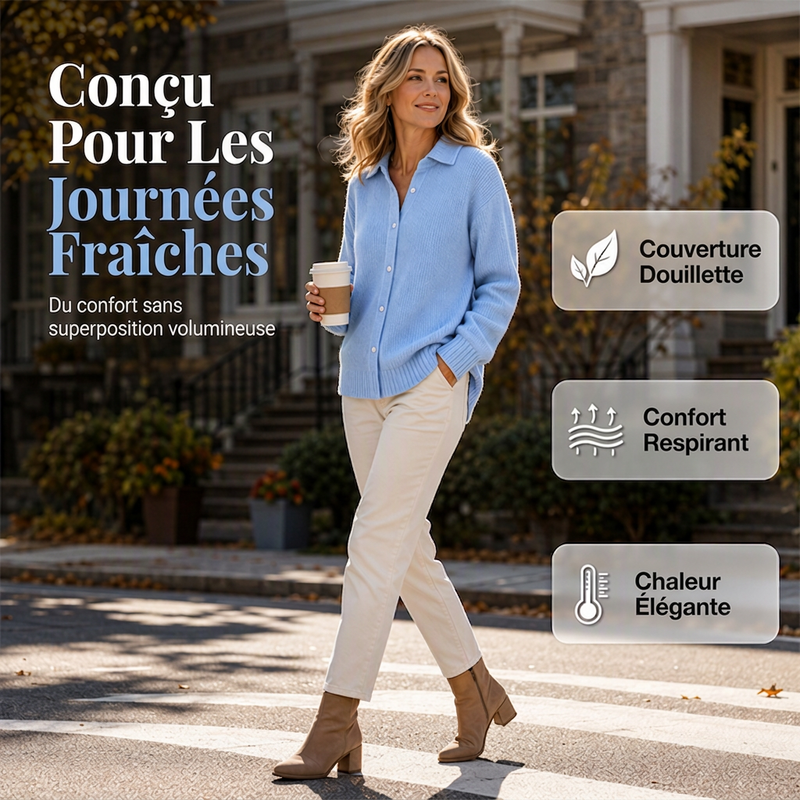Pull en maille à col revers et boutons pour femme