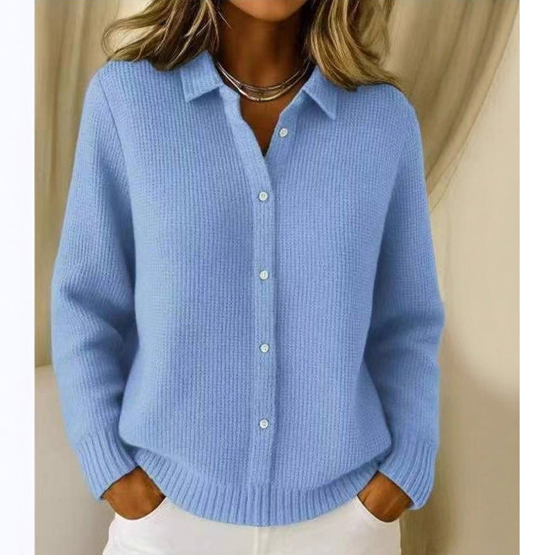 Pull en maille à col revers et boutons pour femme