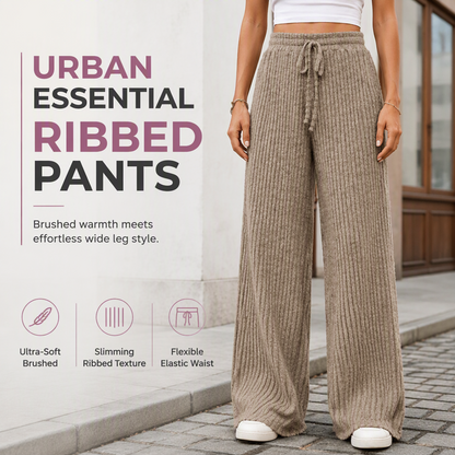 Pantalon large en maille côtelée pour femme