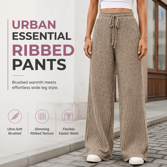 Pantalon large en maille côtelée pour femme