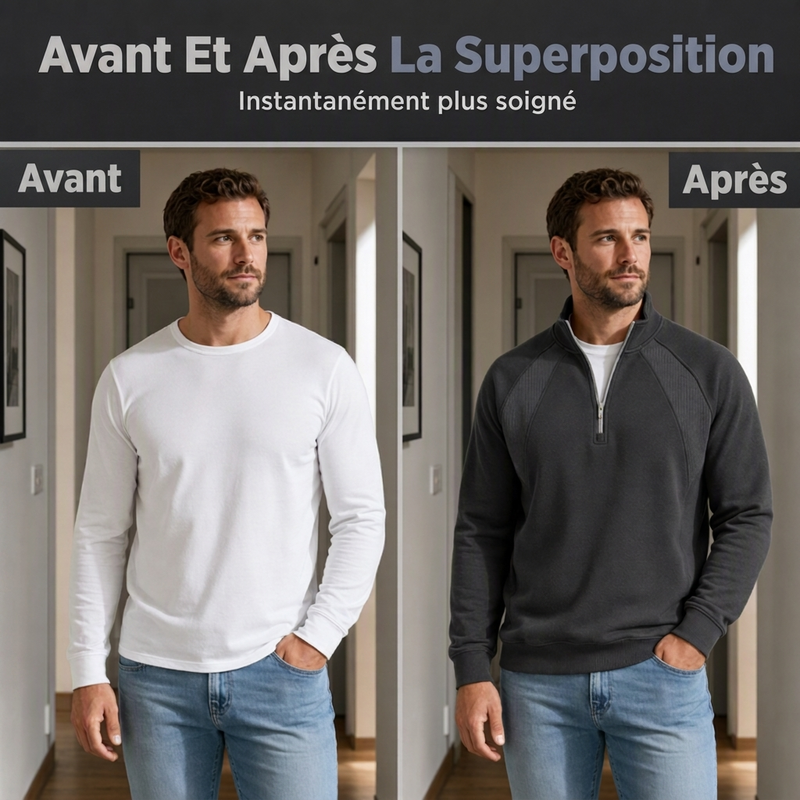 Sweat chaud décontracté pour homme à demi-zip