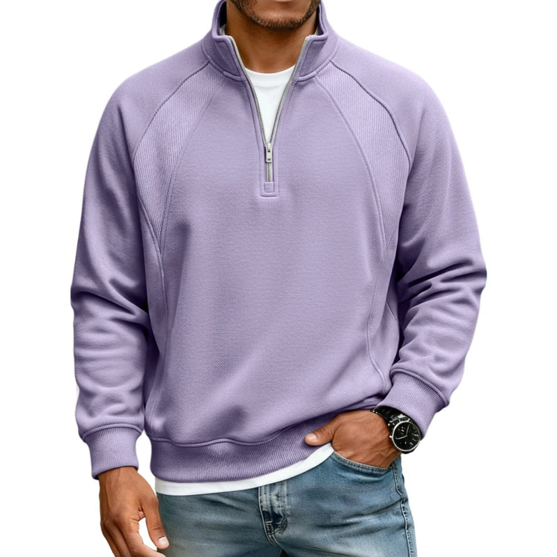 Sweat chaud décontracté pour homme à demi-zip