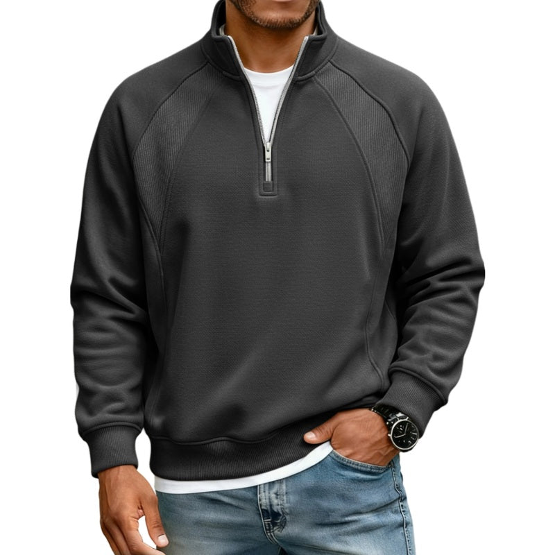 Sweat chaud décontracté pour homme à demi-zip