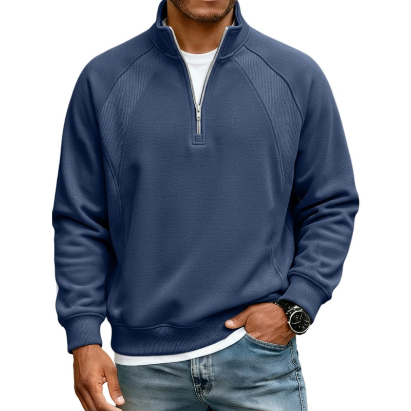 Sweat chaud décontracté pour homme à demi-zip