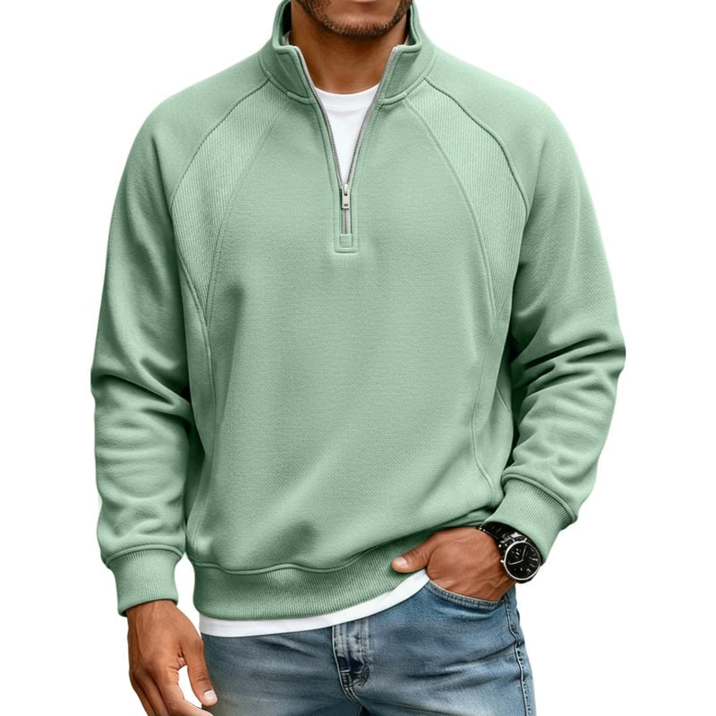 Sweat chaud décontracté pour homme à demi-zip