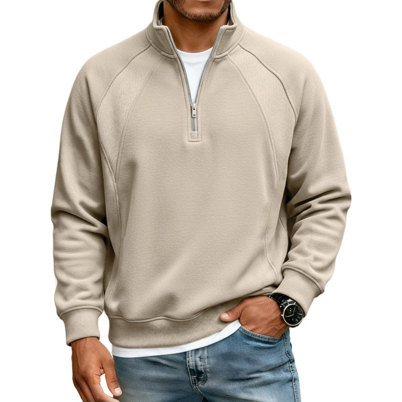 Sweat chaud décontracté pour homme à demi-zip