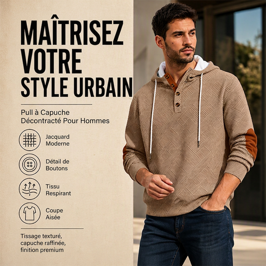 Sweat à capuche décontracté en jacquard pour homme