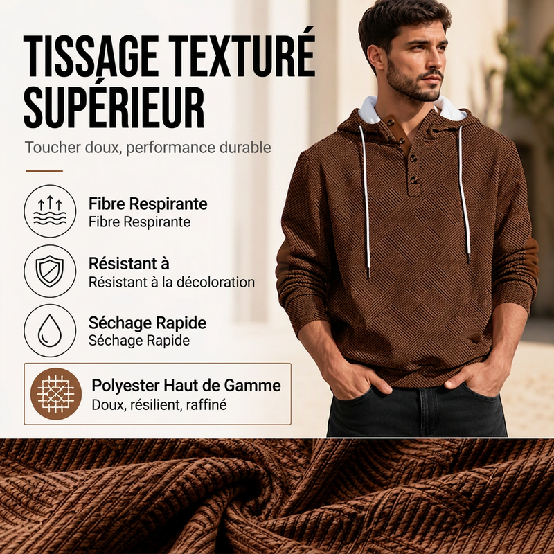 Sweat à capuche décontracté en jacquard pour homme