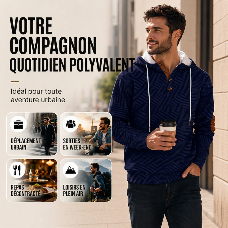 Sweat à capuche décontracté en jacquard pour homme