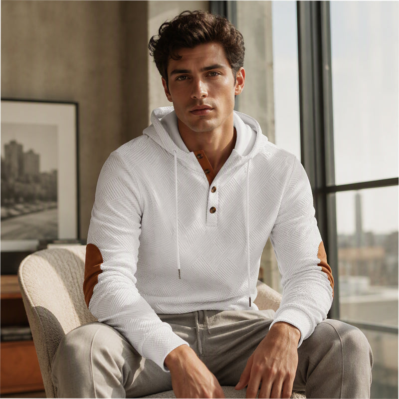 Sweat à capuche décontracté en jacquard pour homme
