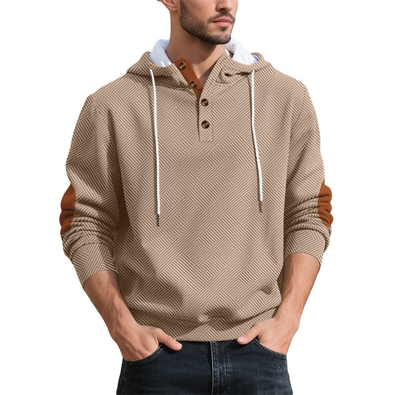 Sweat à capuche décontracté en jacquard pour homme