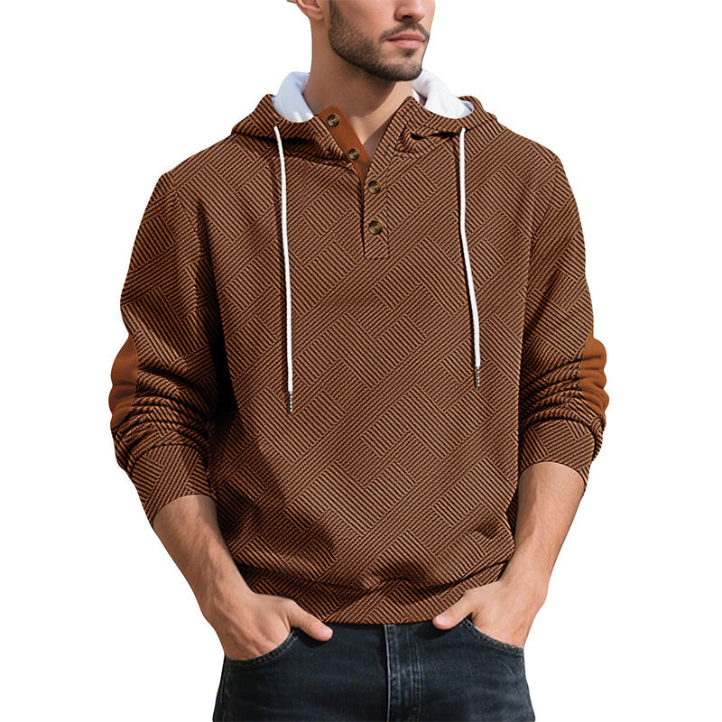 Sweat à capuche décontracté en jacquard pour homme