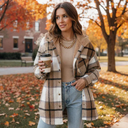 🎉 Last Day Promotion-50% OFF 🧥Women’s Classic Cozy Plaid Hooded Jacket