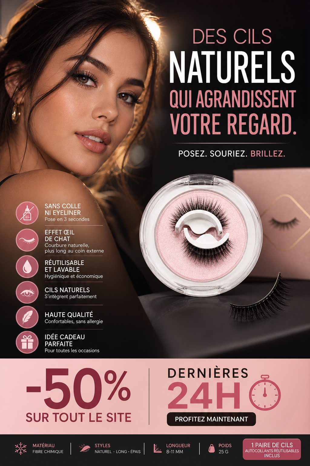 -50% Aujourd’hui 💦✨ Faux Cils Auto-Adhésifs Waterproof
