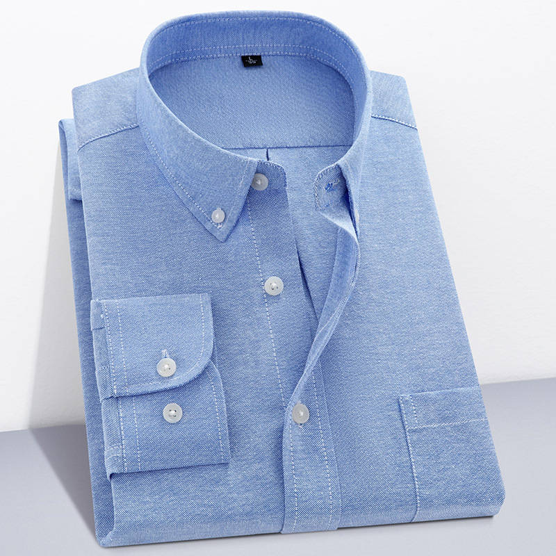 Chemise à manches longues Oxford Textile Pure Color pour hommes🌸2 pcs de 10 % & livraison gratuite🔥