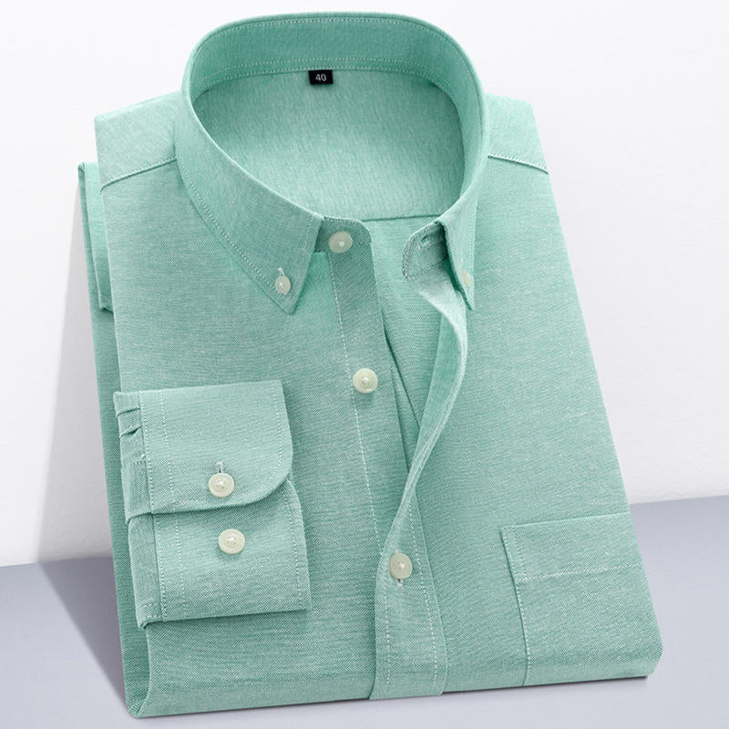Chemise à manches longues Oxford Textile Pure Color pour hommes🌸2 pcs de 10 % & livraison gratuite🔥