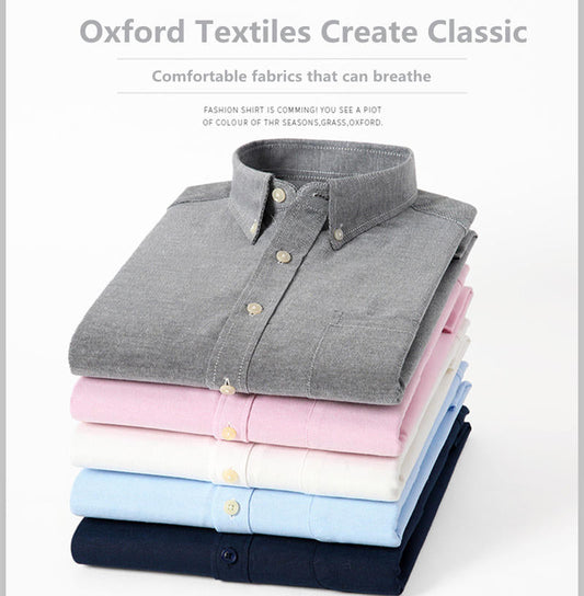 Chemise à manches longues Oxford Textile Pure Color pour hommes🌸2 pcs de 10 % & livraison gratuite🔥