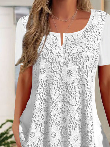 🌷Achetez-en 2 livraison gratuite🌷Manches courtes en dentelle à col en V pour femme