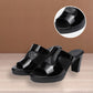 Pantoufles en cuir évidées à talons hauts pour femmes-🌷2 pièces 10% de réduction🌷
