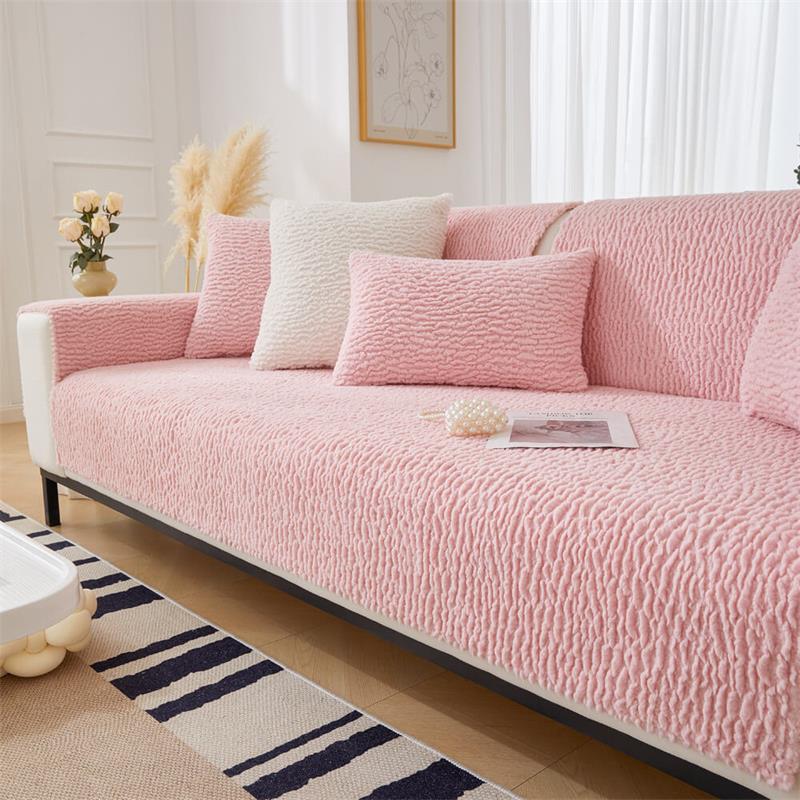 Housse de canapé en polaire berbère anti-griffes de couleur crème