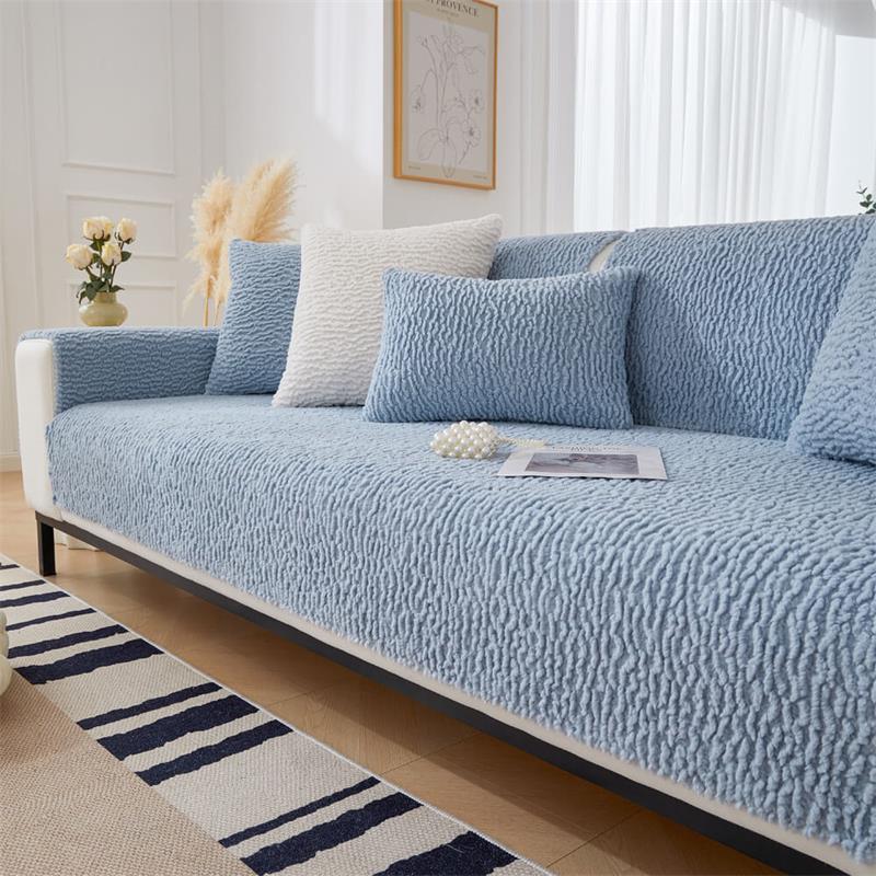 Housse de canapé en polaire berbère anti-griffes de couleur crème