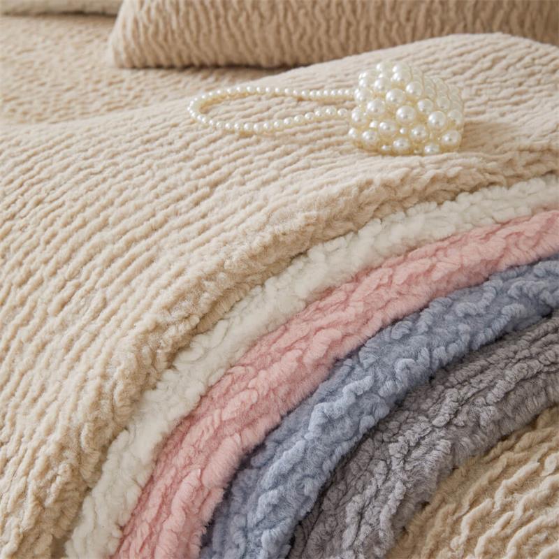 Housse de canapé en polaire berbère anti-griffes de couleur crème