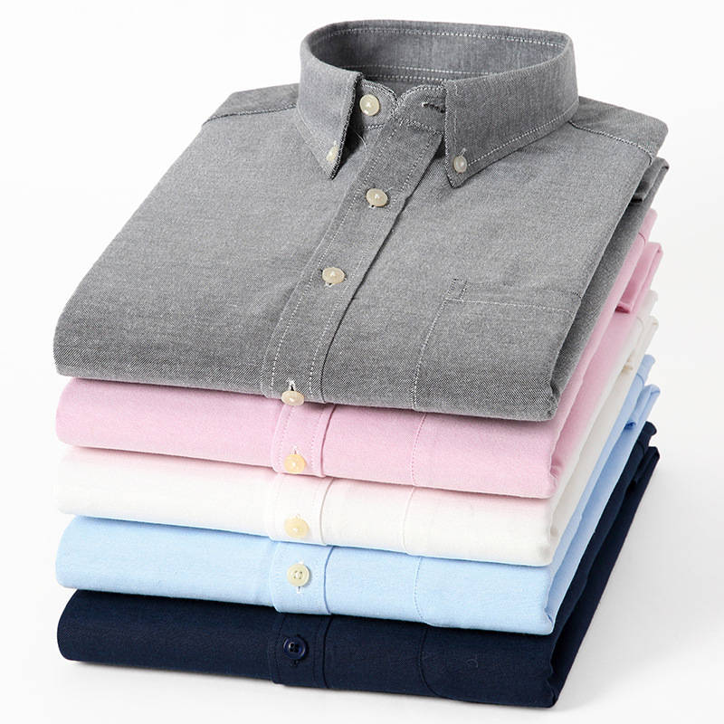 Chemise à manches longues Oxford Textile Pure Color pour hommes🌸2 pcs de 10 % & livraison gratuite🔥