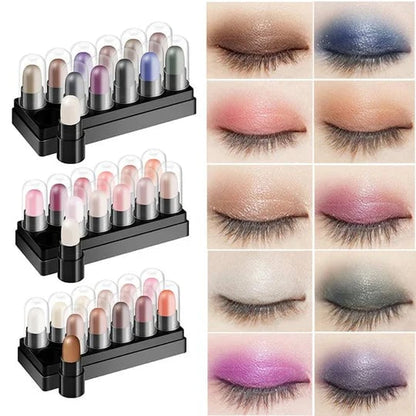 Ensemble de stylos ombre à paupières, 12 couleurs, imperméables, longue durée, scintillants