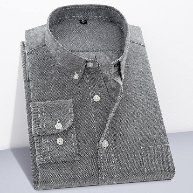 Chemise à manches longues Oxford Textile Pure Color pour hommes🌸2 pcs de 10 % & livraison gratuite🔥