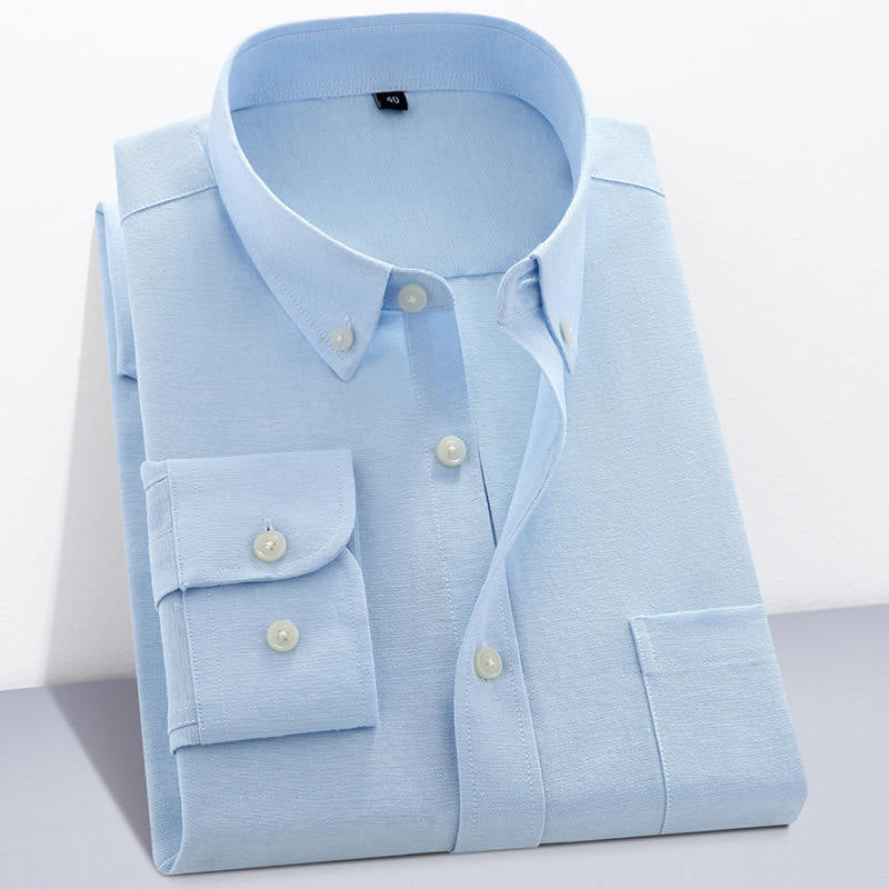 Chemise à manches longues Oxford Textile Pure Color pour hommes🌸2 pcs de 10 % & livraison gratuite🔥