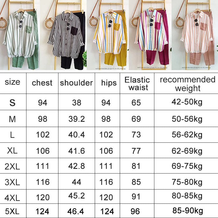 🌸Ensemble décontracté à rayures colorées 2 pièces.🌸2 pcs de 10 % & livraison gratuite🔥
