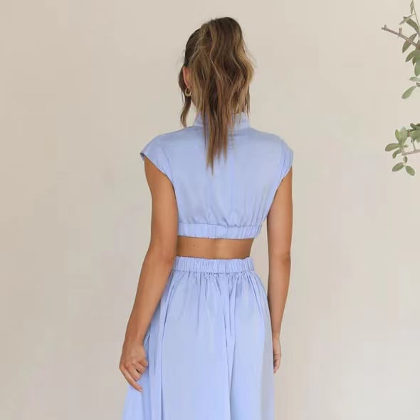 ✨2023 Robe mi-longue découpée avec poches pour les vacances ✨