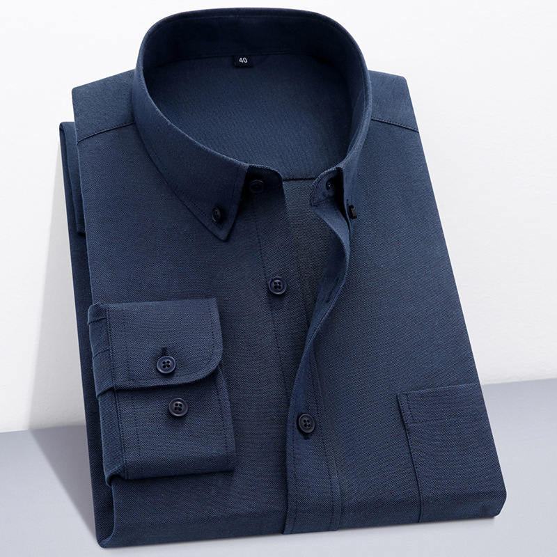 Chemise à manches longues Oxford Textile Pure Color pour hommes🌸2 pcs de 10 % & livraison gratuite🔥