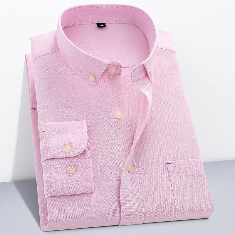 Chemise à manches longues Oxford Textile Pure Color pour hommes🌸2 pcs de 10 % & livraison gratuite🔥