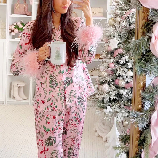 🎄Cadeau de Noël - Pyjama mignon de Noël rose